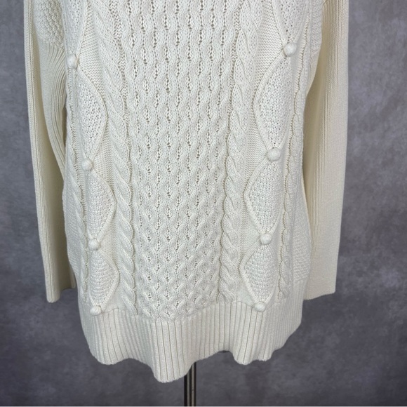 J.Crew Swingy Ivory Cable-Knit Mockneck Knit Sweater Women's Size XS NWT - Picture 6 of 7